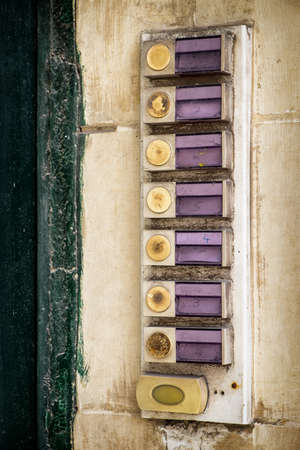 old bell button - close up  - with space for textの写真素材