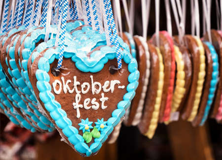 typical souvenir at the oktoberfest in munich - a gingerbread heart - lebkuchenherz
