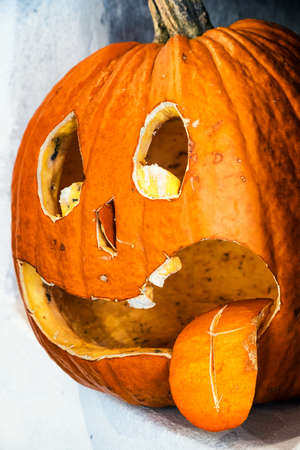halloween pumpkin with tongue - photoの写真素材