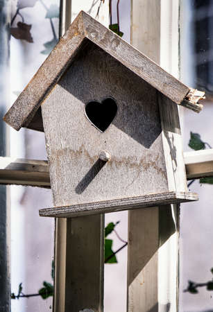 nice wooden bird house - closeupの写真素材