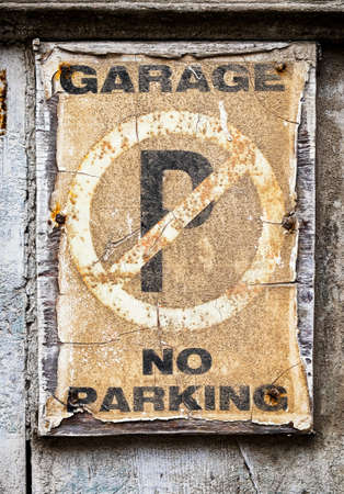 no parking sign at a garageの写真素材