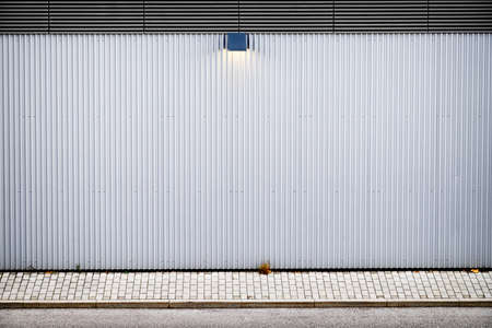 corrugated wall at a new building - nice background with copy spaceの写真素材