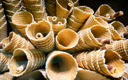 group of ice cream wafersの写真素材