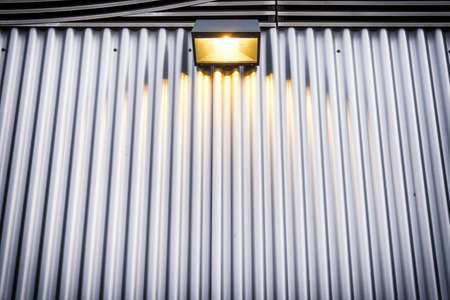 corrugated wall at a new building - nice background with copy spaceの写真素材