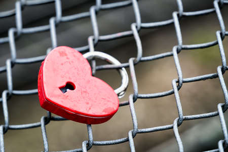 love padlock at a bridgeの写真素材