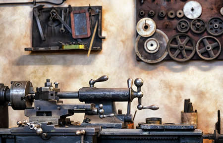 old workbench at an antique workshop