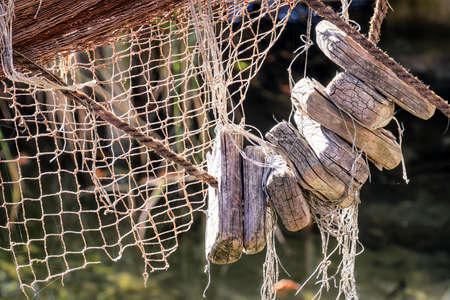 part of an old fishing netの写真素材