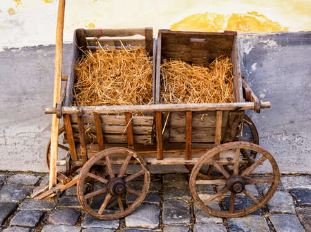 old hay cart at a farmの写真素材