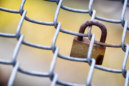 love padlock at a bridgeの写真素材
