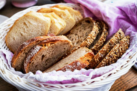 typical german bread rolls at a bavarian beergarden