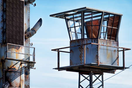 look out tower in front of blue skyの写真素材