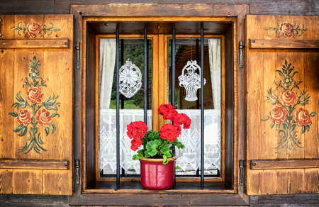 window of a typical old austrian farmhouse