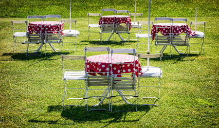 pation at a lake - austriaの写真素材