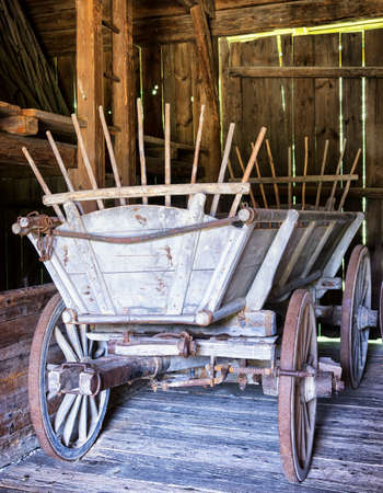 old hay cart at a farmの写真素材