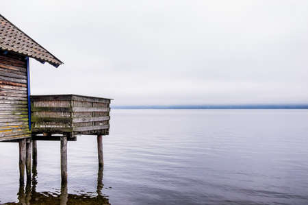old boathouse at a lake