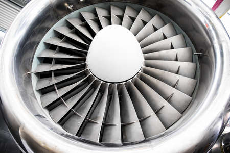 modern turbine at a planeの写真素材