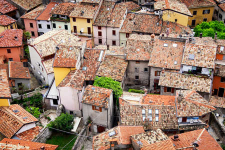 old town of malcesine at the garda lakeの写真素材