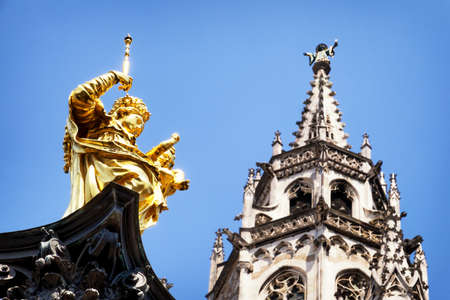 famous munich city hall at the marienplatz - germany - bavariaの写真素材