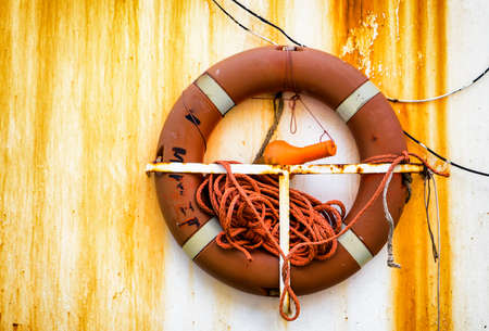 lifebelt at a fishing trawler - life beltの写真素材