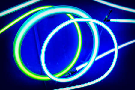 neon circles - close up - photoの写真素材