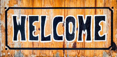 old fashioned welcome sign - photoの写真素材