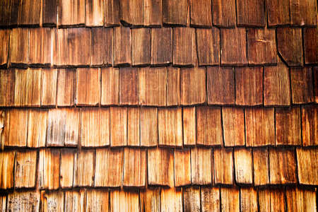 old wooden shingles at a hut - nice backgroundの写真素材