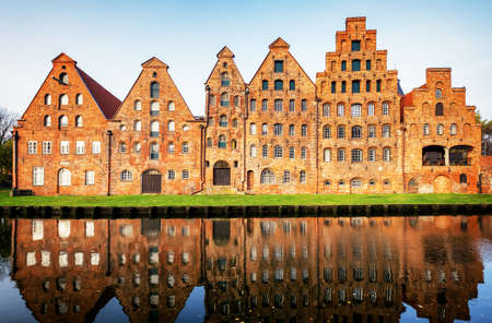 famous old town in luebeck - germanyの写真素材