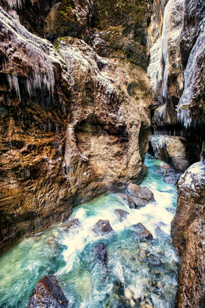 famous partnachklamm in garmisch-partenkirchen - bavaria - germanyの写真素材