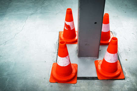 traffic cone at a streetの写真素材