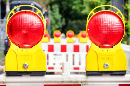 modern security barrier at a construction siteの写真素材