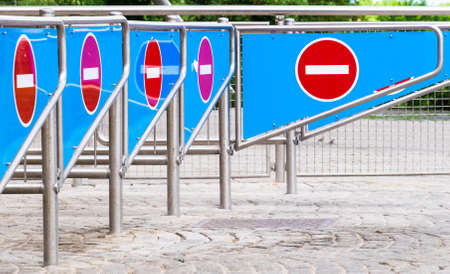security barriers in a row - closeup - photo