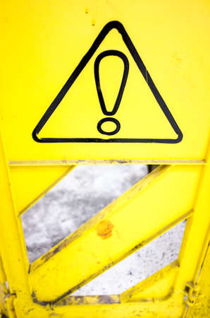 old danger sign with Exclamation Pointの写真素材