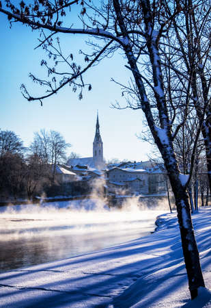 old town and church of the famous village bad toelz - bavaria - germanyの写真素材