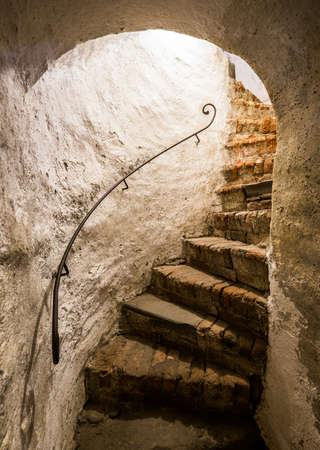 beautiful spiral staircase at a historic buildingの写真素材