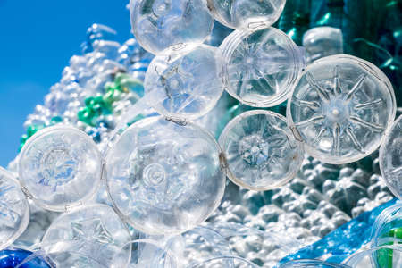 large group of empty plastic bottlesの写真素材