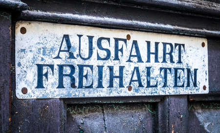 old german no parking sign - translation: keep the drive freeの写真素材