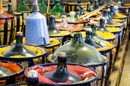 old wine bottles at a cellarの写真素材