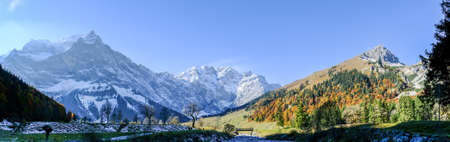 karwendel mountains in austria - small valley called eng almの写真素材