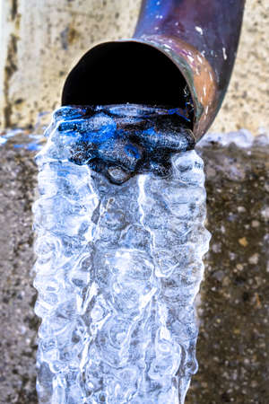 ice at a tube in winterの写真素材