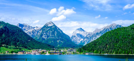 achensee in austria - pertisau - mountainの写真素材