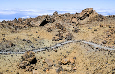 lava footpath at a volcanoの写真素材