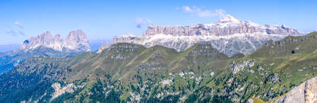 marmolada - the highest mountain at the european dolomites - with reservoirの写真素材
