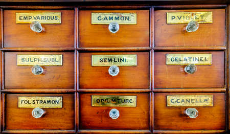 old filing cabinet - pharmacy - latin labelsの写真素材