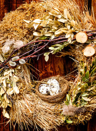 old wreath at a door