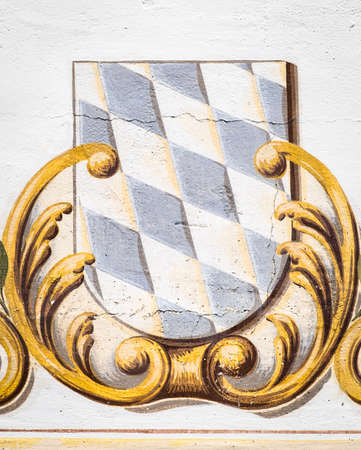 typical historic bavarian coat of arms - blue and white checkedの写真素材
