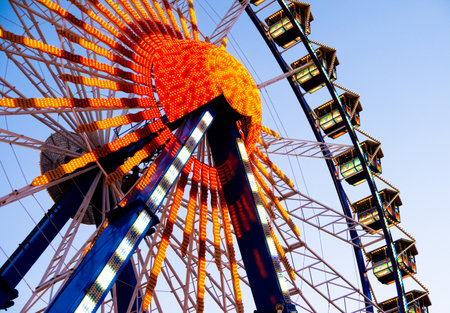famous ferris wheel at the oktoberfest in munich - germanyのeditorial素材