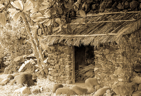 old hut at a beachのeditorial素材