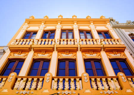 typical old spanish facade - tenerife - canary islandの写真素材
