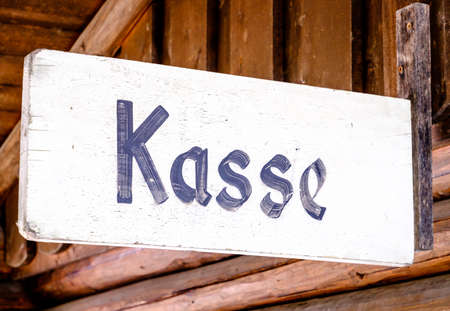 german cash point sign - translation: cash pointの写真素材