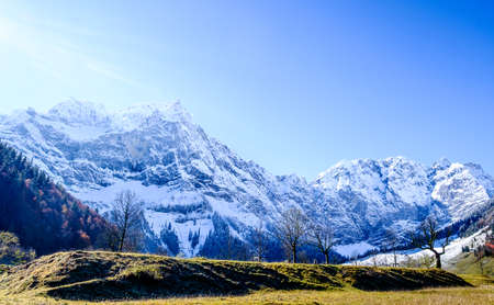 karwendel mountains in austria - small valley called eng almの写真素材